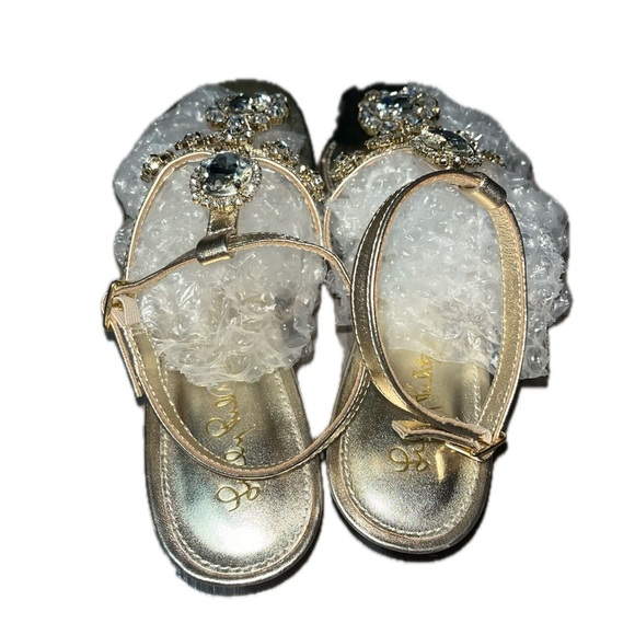 Lilly Pulitzer Glamorous Gold and Silver Jeweled Sandals with Ankle Straps, 7.5M - Picture 11 of 14